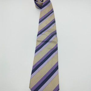 Palio Silk Neck Tie 58" L x 3.5" W Classic Purple & Tan‎ Striped